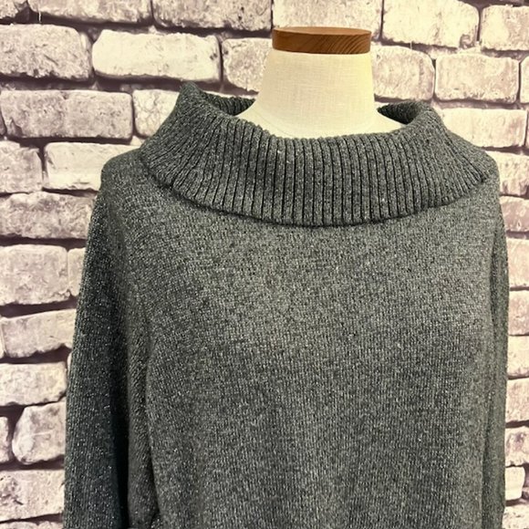 Charter Club Black & Silver 3/4 Sleeve Cowl neck Sweater Size 2X - Picture 2 of 9